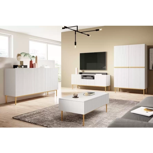 Kredens Szafka Nicole 100 cm - biały mat / złote nóżki